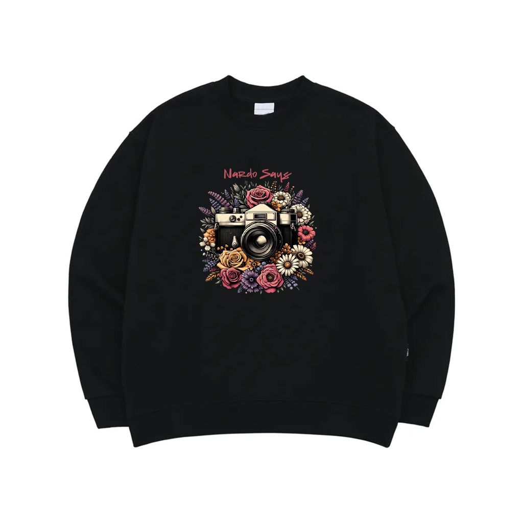 Vintage Camera Floral Graphic Sweatshirt