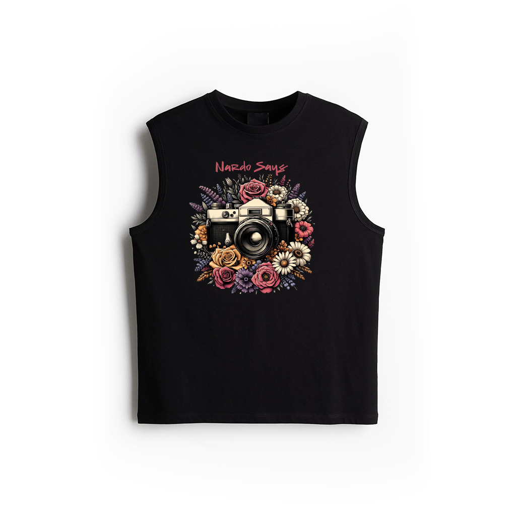 Vintage Camera Floral Graphic Tank Top