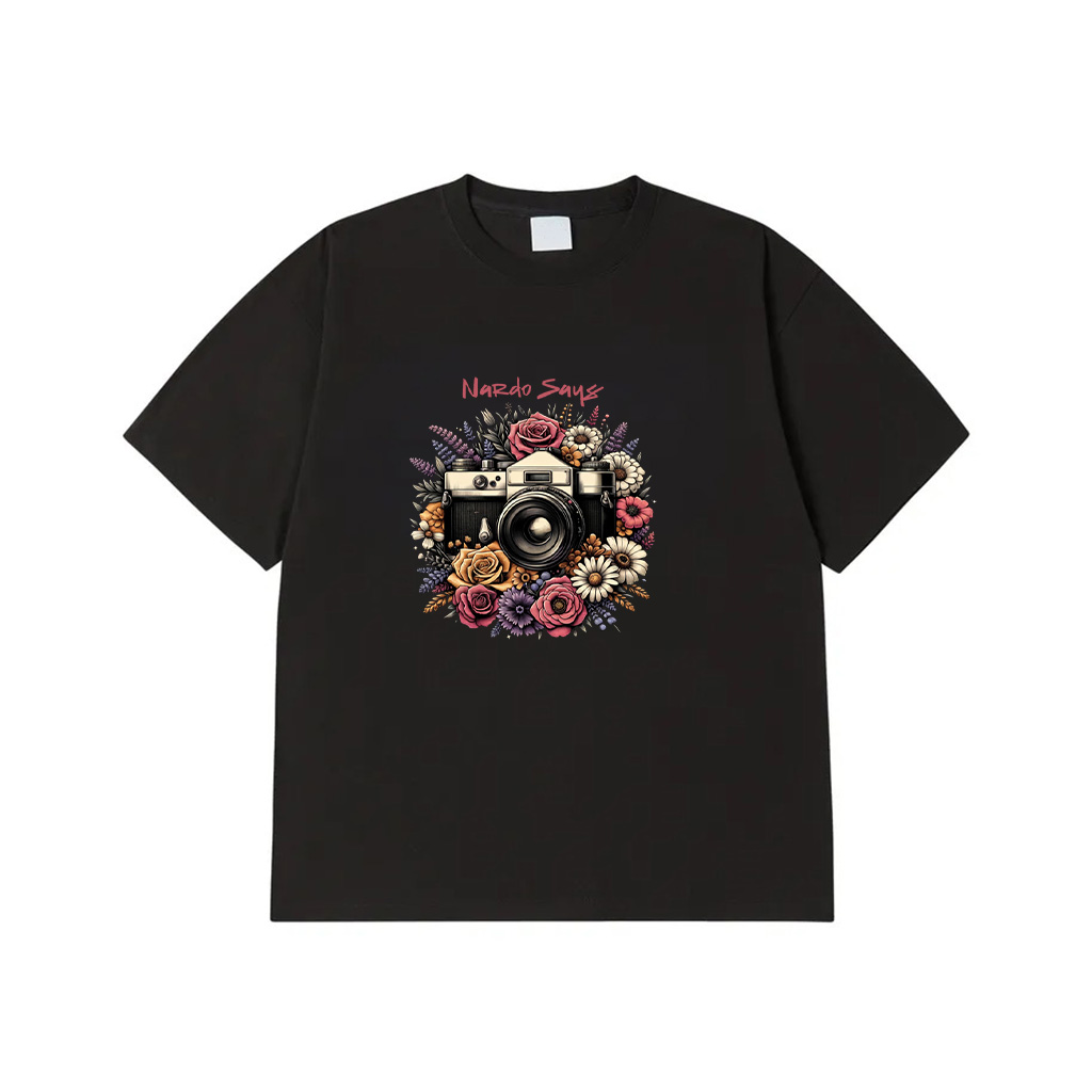 Vintage Camera Floral Graphic T-Shirt