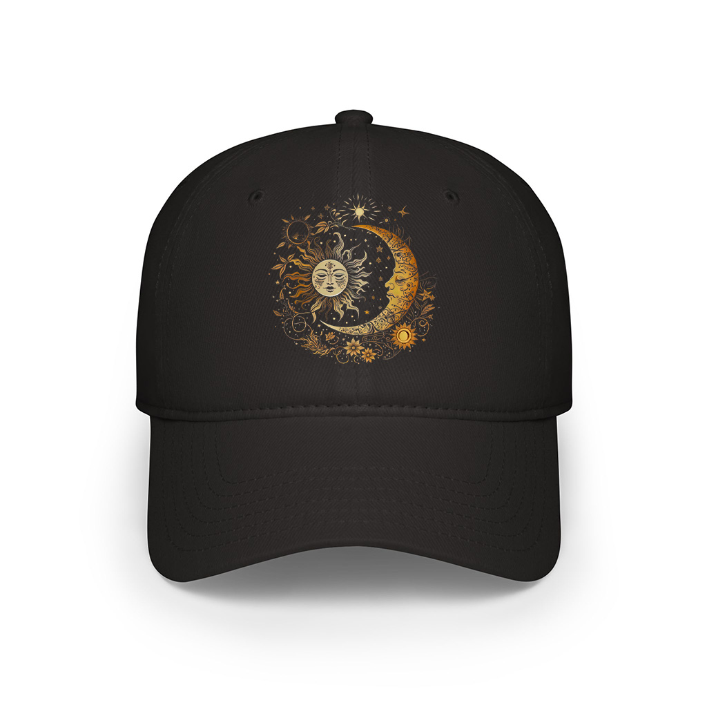 Vintage Celestial Sun Moon Flower Astrology Moon Phases Cap