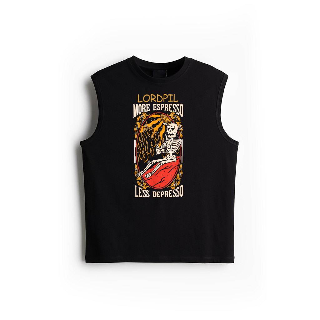 Vintage Coffee Art, Coffee Pun More Espresso, Less Depresso Tank Top