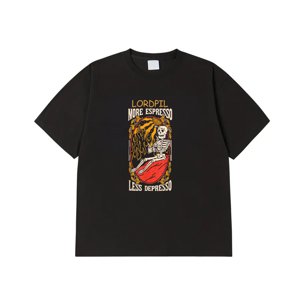 Vintage Coffee Art, Coffee Pun More Espresso, Less Depresso T-Shirt