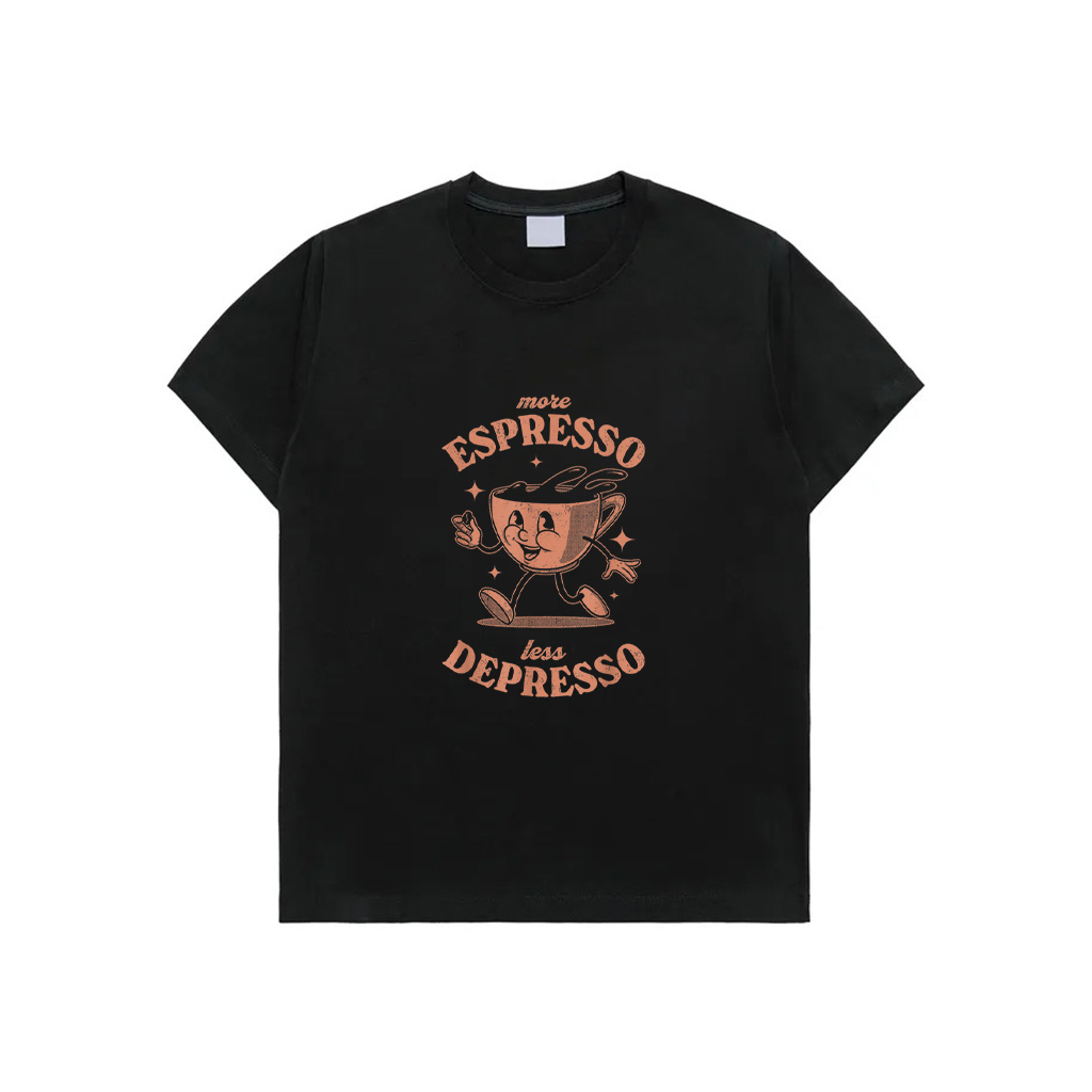 Vintage Coffee Espresso Cup More Expresso Less Depresso T-Shirt