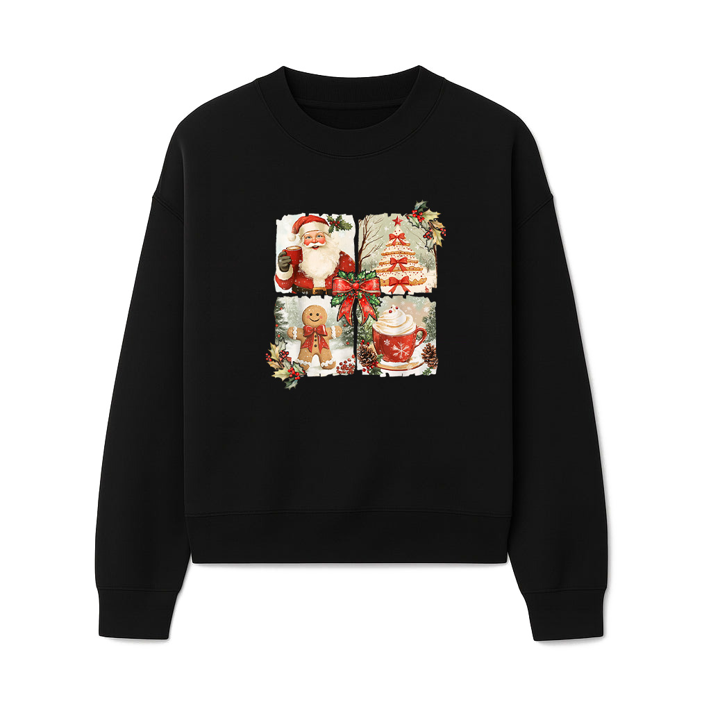 Vintage Coquette Bow Santa Gingerbread Christmas Sweatshirts 06-10-2025