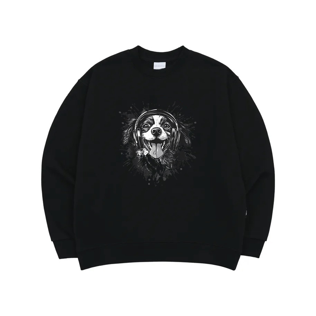 Vintage Dog With Headphones Sweatshirt