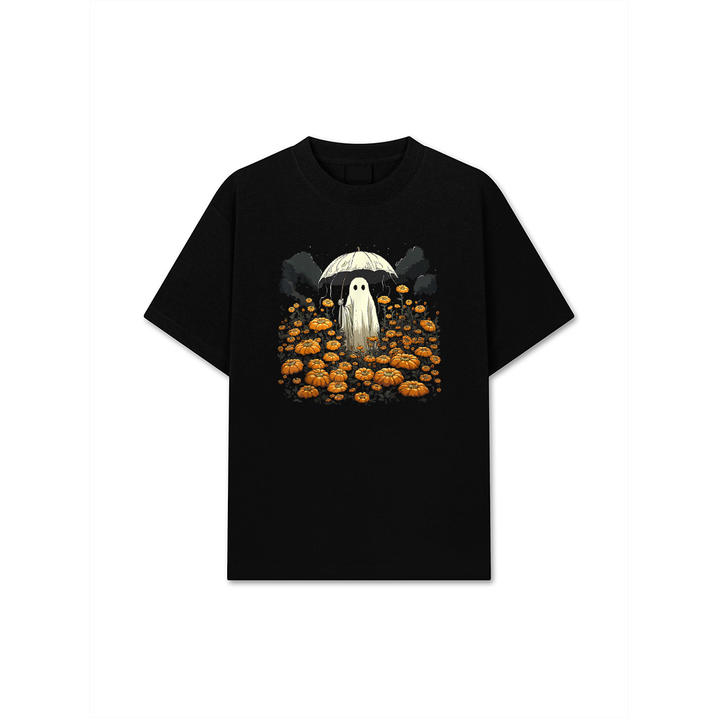 Vintage Floral Ghost Halloween Ghost In The Forest Gothic T-Shirt