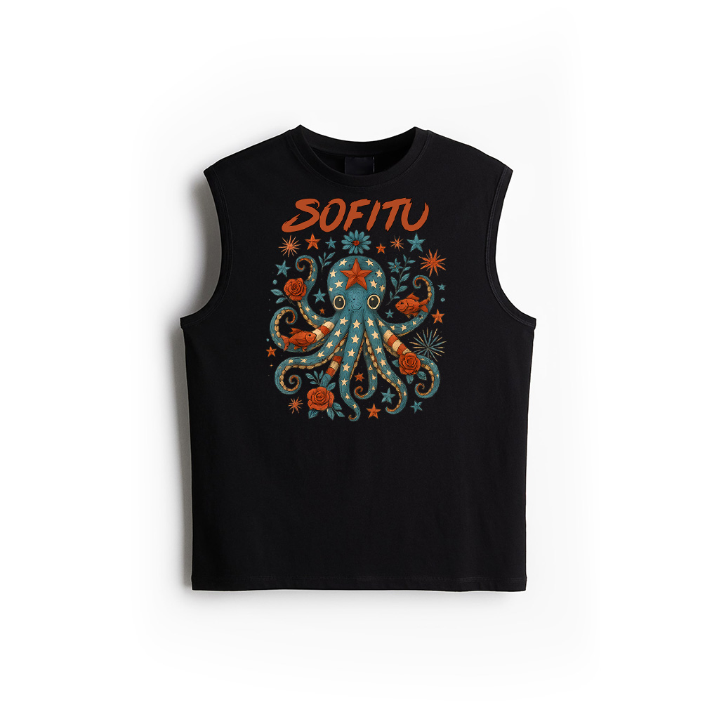 Vintage Floral Octopus Patriotic 4Th Of July Fireworks USA Tank Top