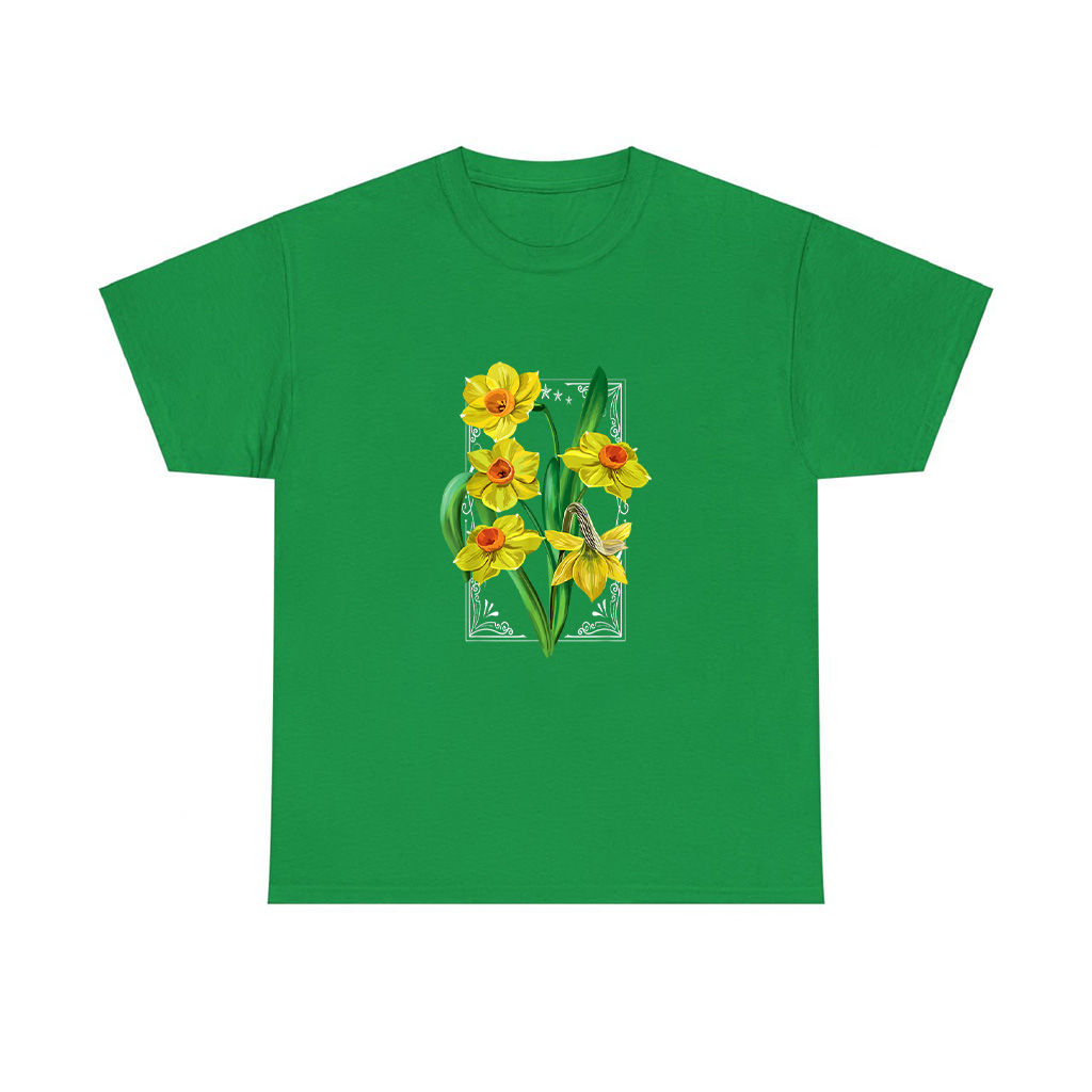 Vintage Floral Yellow Wild Daffodil Flowers Graphics T-Shirt