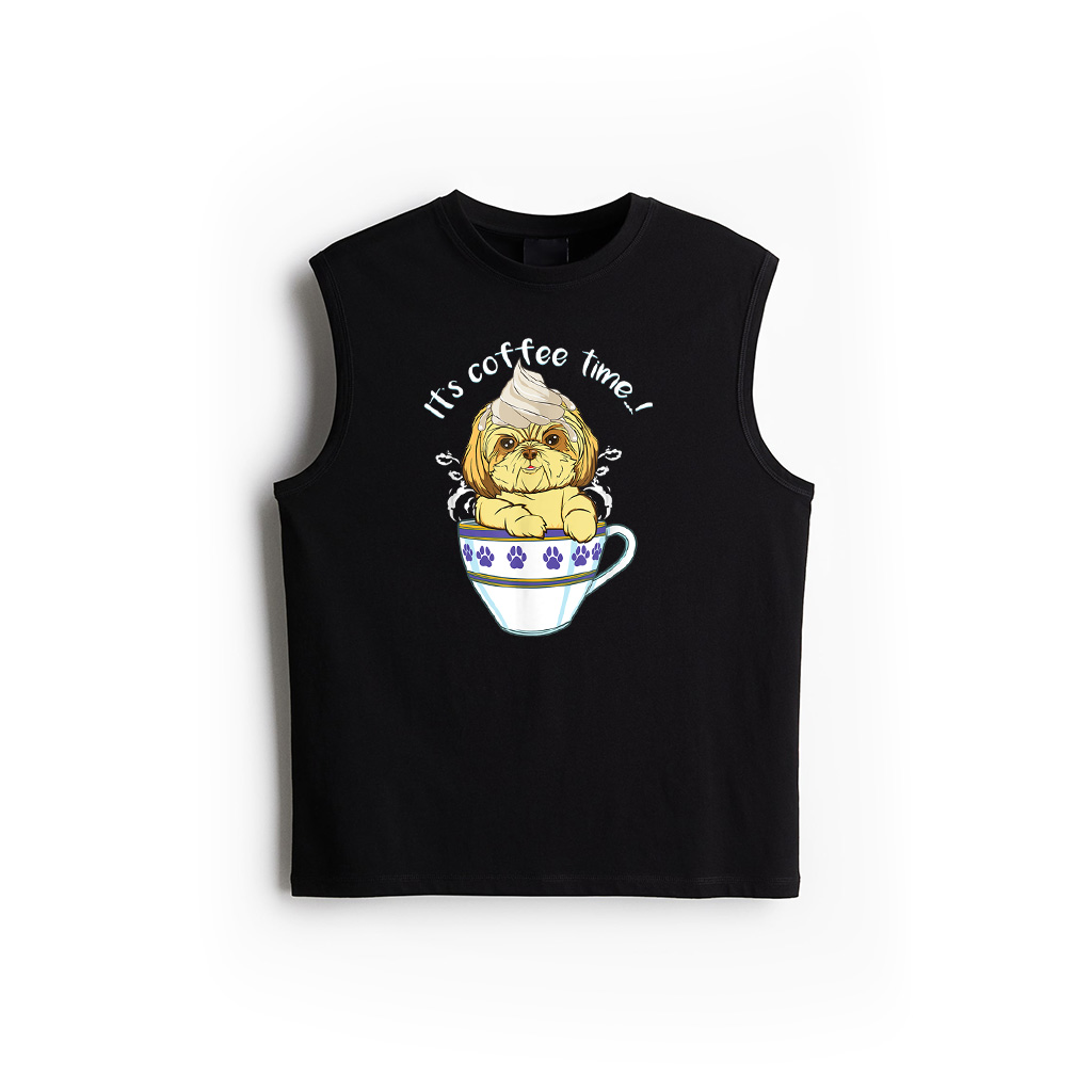 Vintage Funny Cute Dog And Coffee Espresso Lover Gift Tank Top