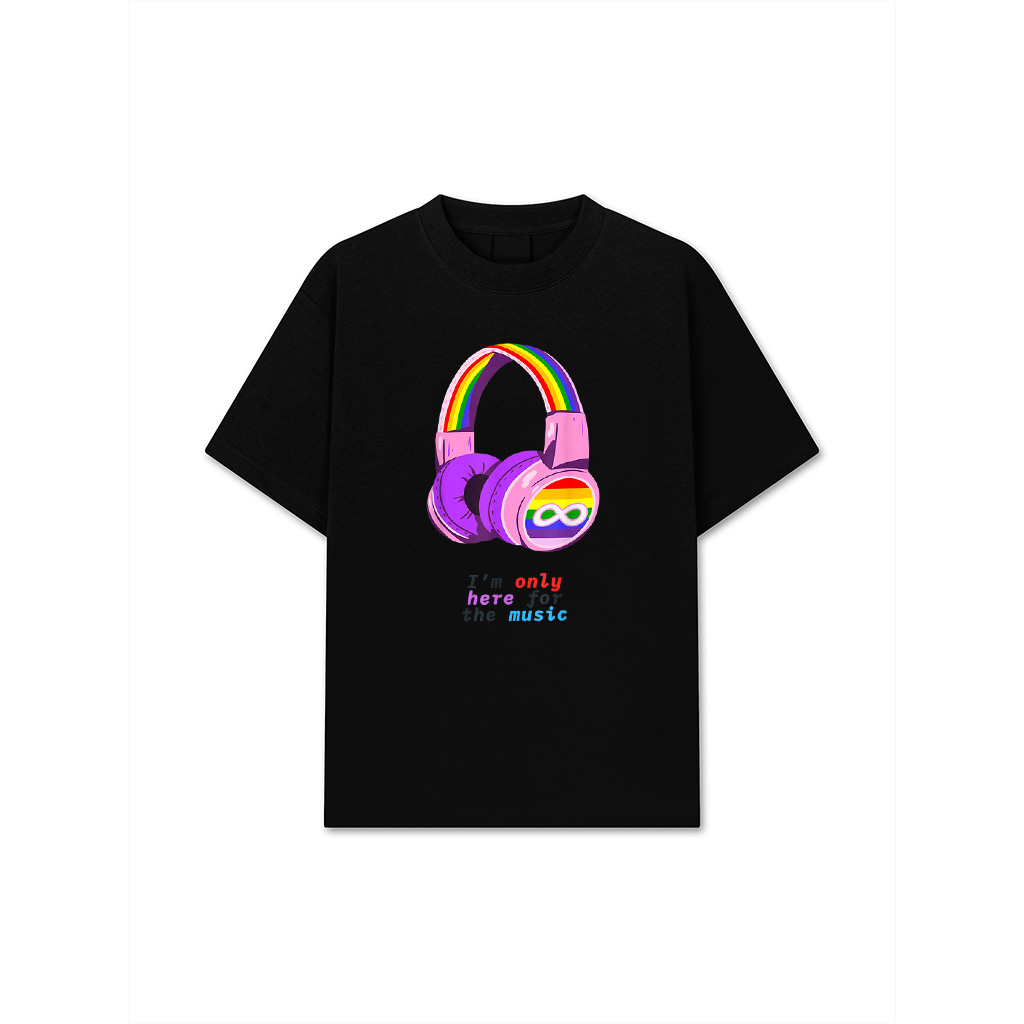 Vintage Funny Im Only Here For The Music Colorful Headphone T-Shirt