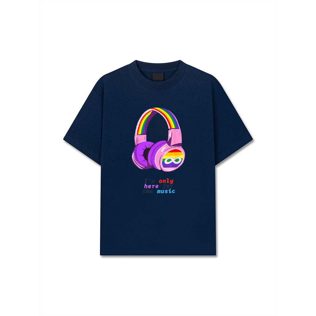 Vintage Funny Im Only Here For The Music Colorful Headphone T-Shirt - Image 3