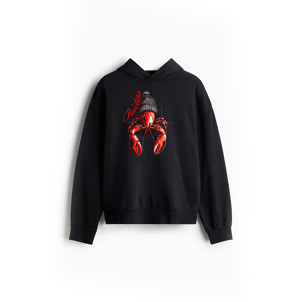 Vintage Funny Lobster With Beanie Graphic Art Lobster Lover Hoodie