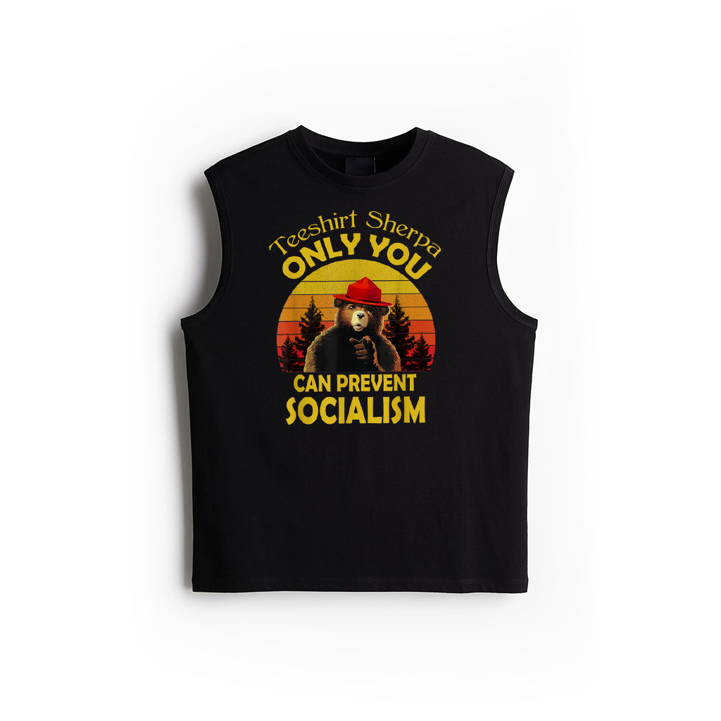 Vintage Funny Only You Can Prevent Socialism Bear Camping Tank Top