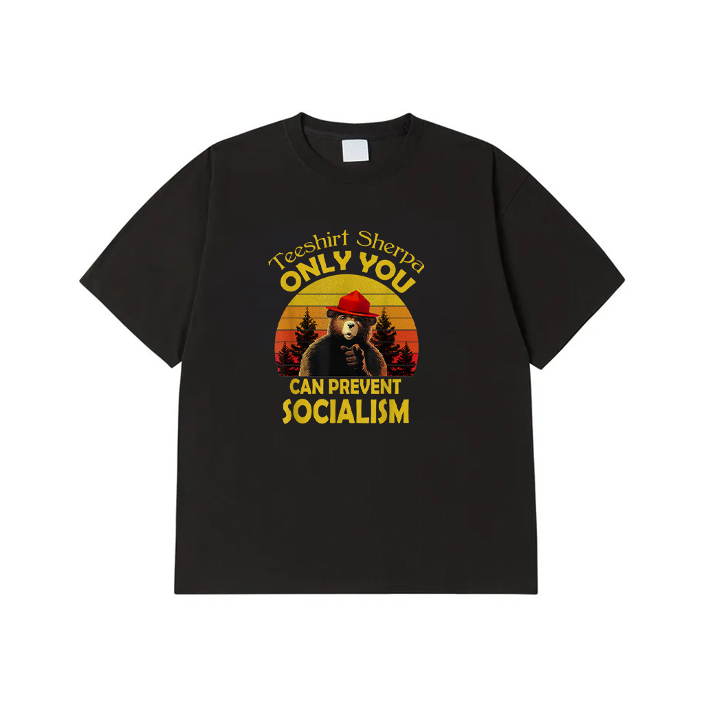 Vintage Funny Only You Can Prevent Socialism Bear Camping T-Shirt