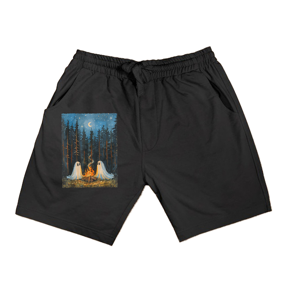 Vintage Ghost Campfire Camping Lover Forest Gothic Halloween Shorts