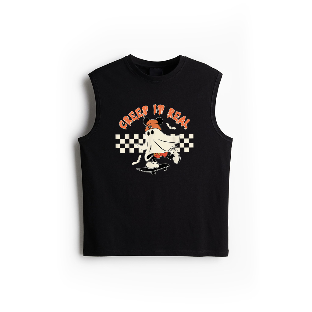 Vintage Halloween Creep It Real Mouse Ghost Boy Fall Season Tank Top