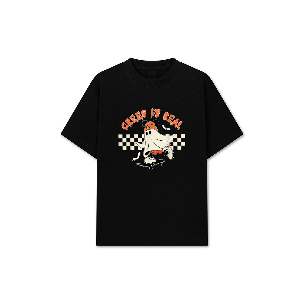 Vintage Halloween Creep It Real Mouse Ghost Boy Fall Season T-Shirt