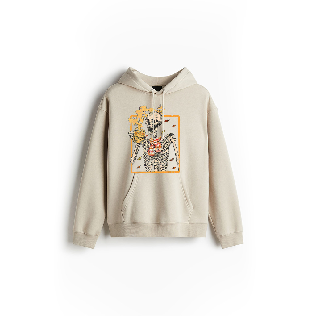 Vintage Halloween Skeleton Pumpkin Spice Latte Syrup Creamer Hoodie
