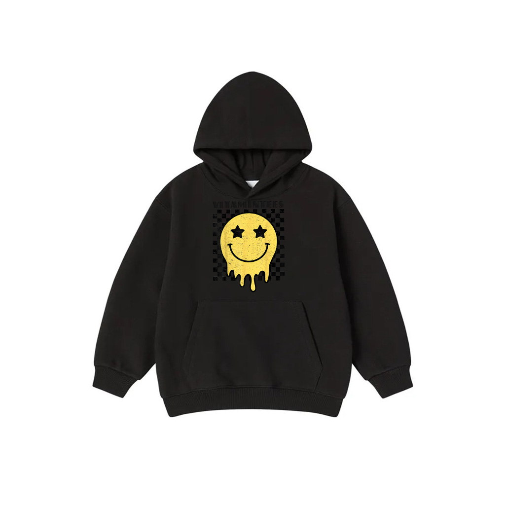 Vintage Happy Face Shirt Checkered Pattern Smile Face Trendy Hoodie