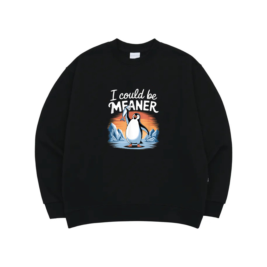 Vintage I Could Be Meaner Cute Penguin Funny Meme Retro Sweatshirt