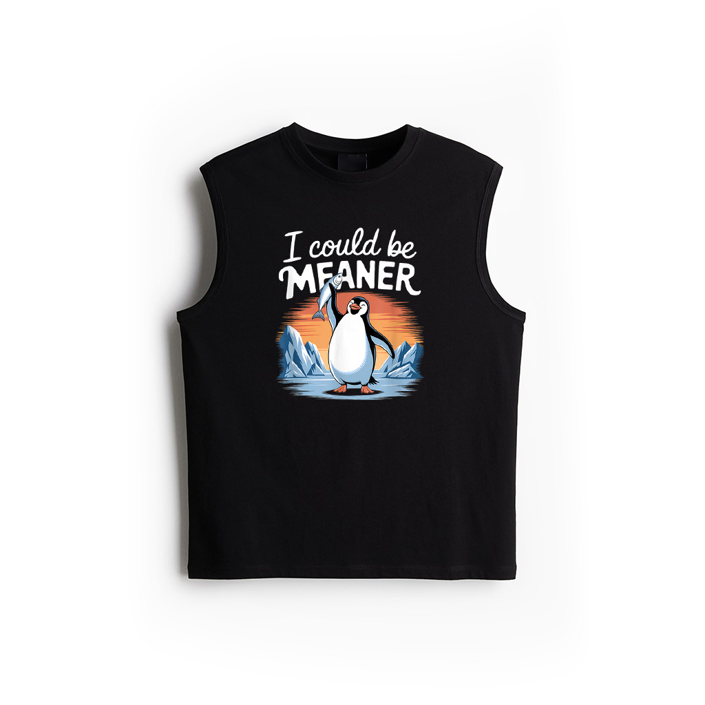 Vintage I Could Be Meaner Cute Penguin Funny Meme Retro Tank Top