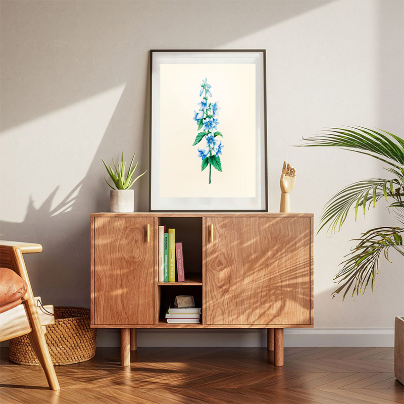 Vintage Illustration Of Blue Blossoms In Bloom Poster