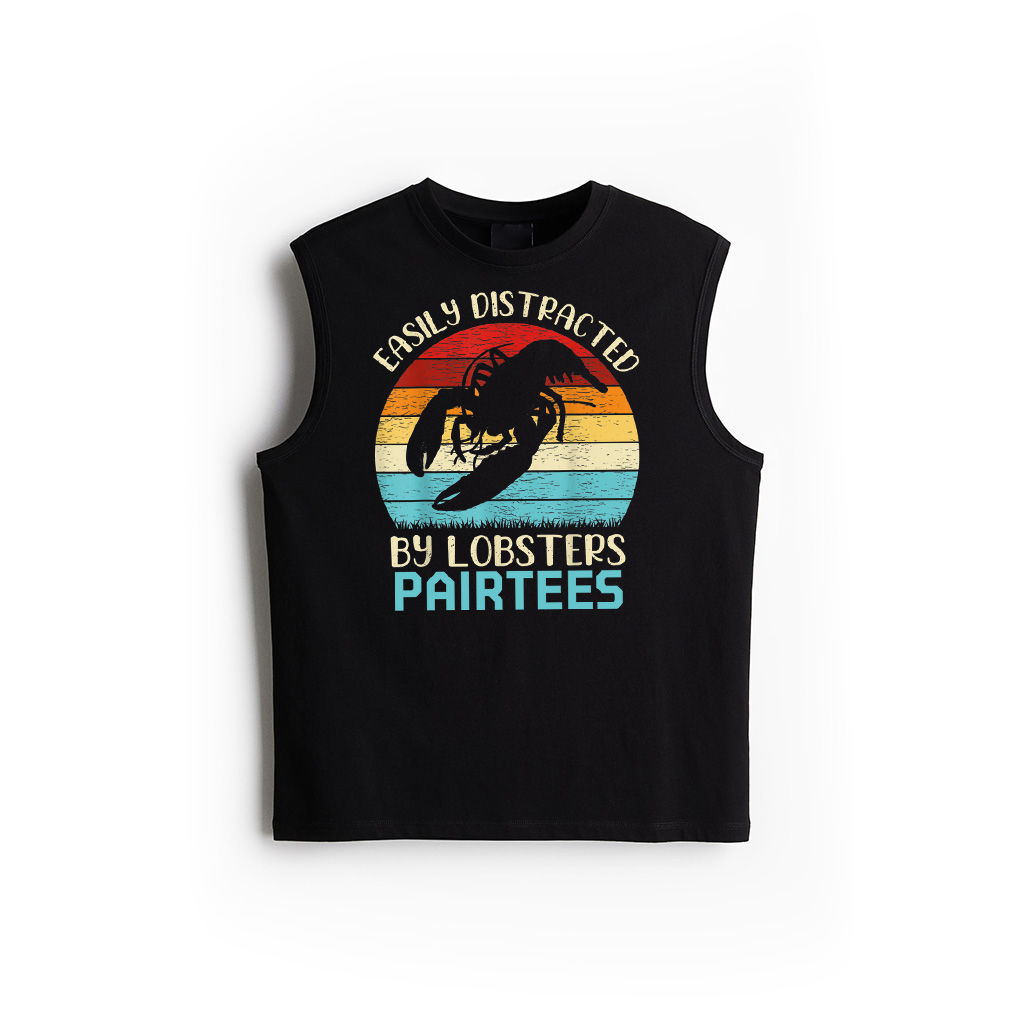 Vintage Lobster Animal Lover Easily Distracted By Lobsters Tank Top