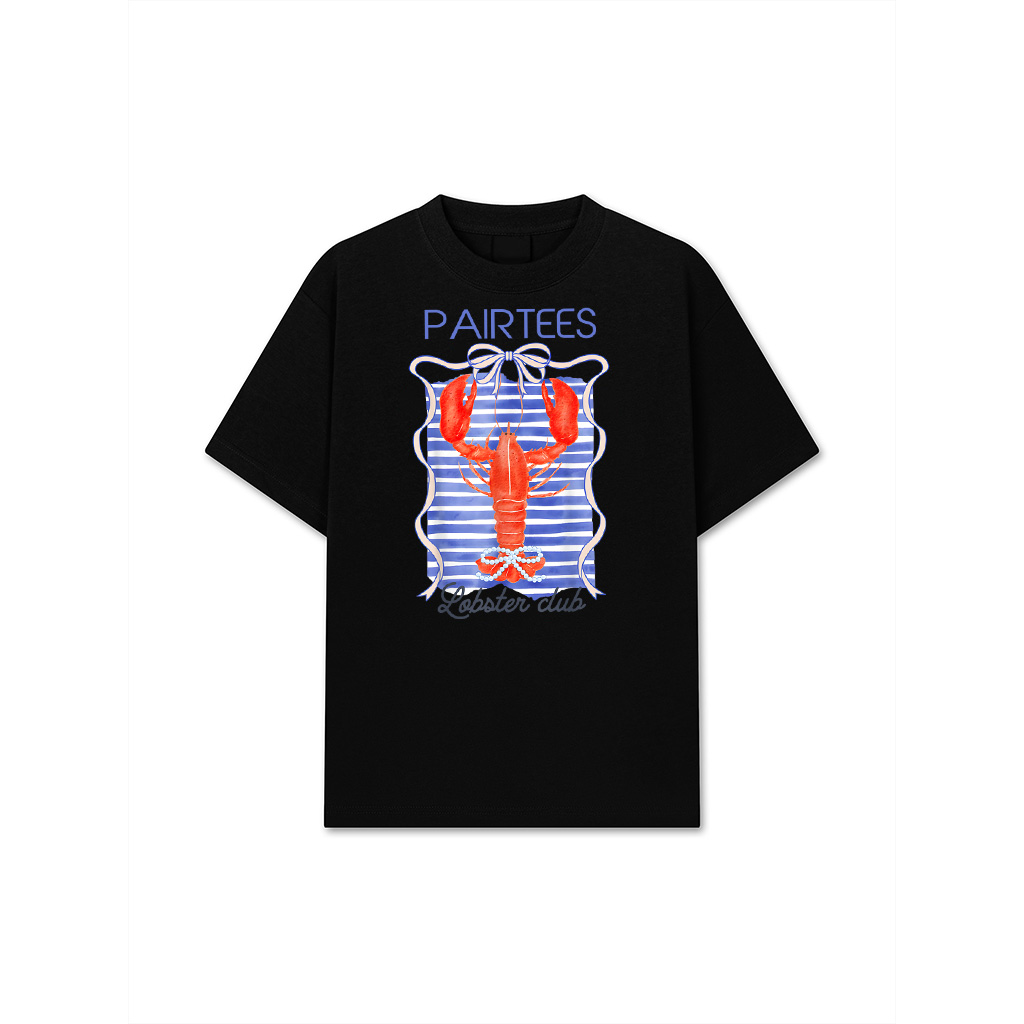 Vintage Lobster Club Coquette Bow Foodie Ocean Aesthetic T-Shirt