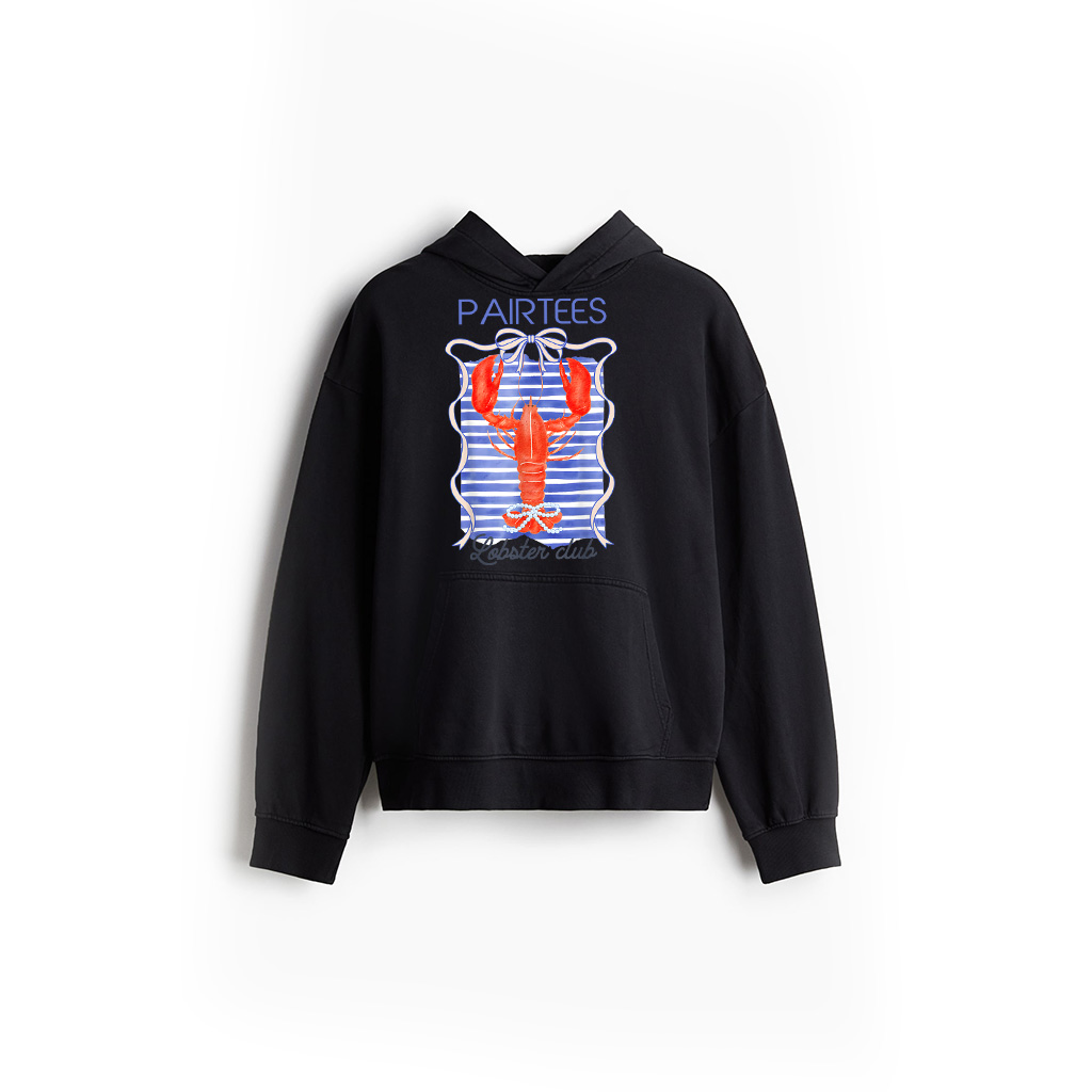 Vintage Lobster Club Coquette Bow Foodie Ocean Aesthetic Hoodie