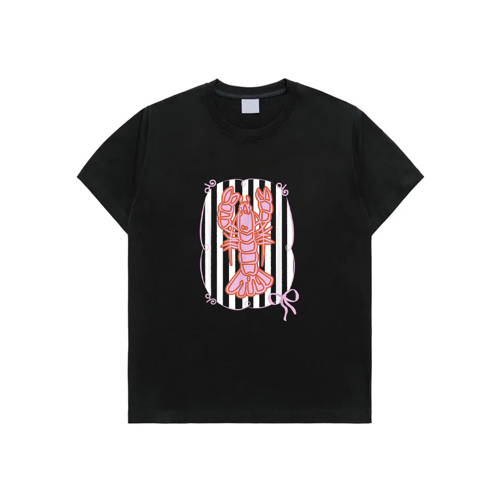 Vintage Lobster Coquette Bow Foodie Ocean Aesthetic T-Shirt