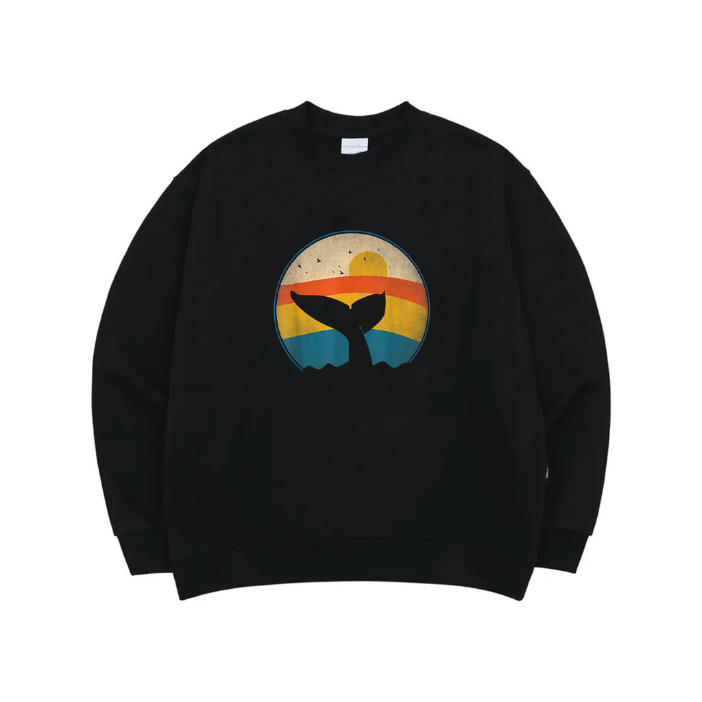 Vintage Orca Retro Tail Whale Sea Ocean Marine Biology Cool Sweatshirt