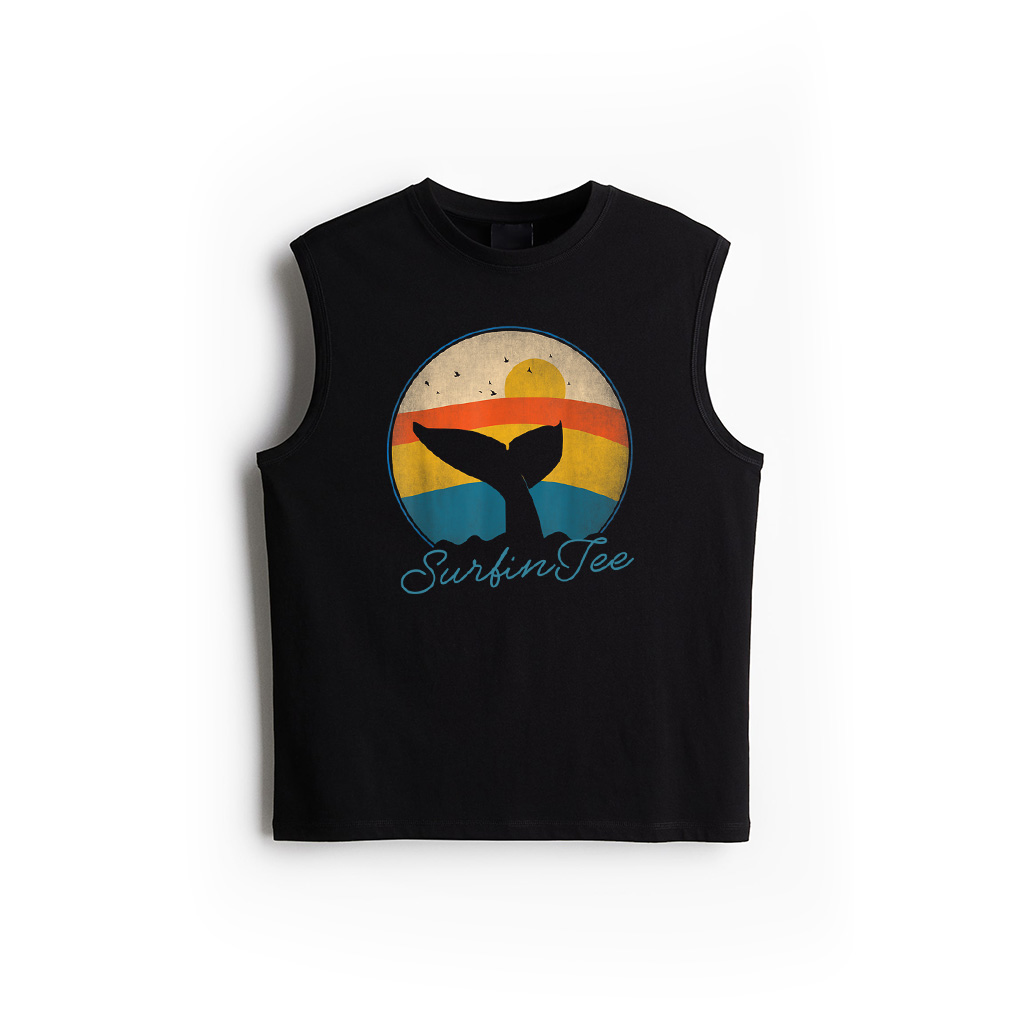 Vintage Orca Retro Tail Whale Sea Ocean Marine Biology Cool Tank Top