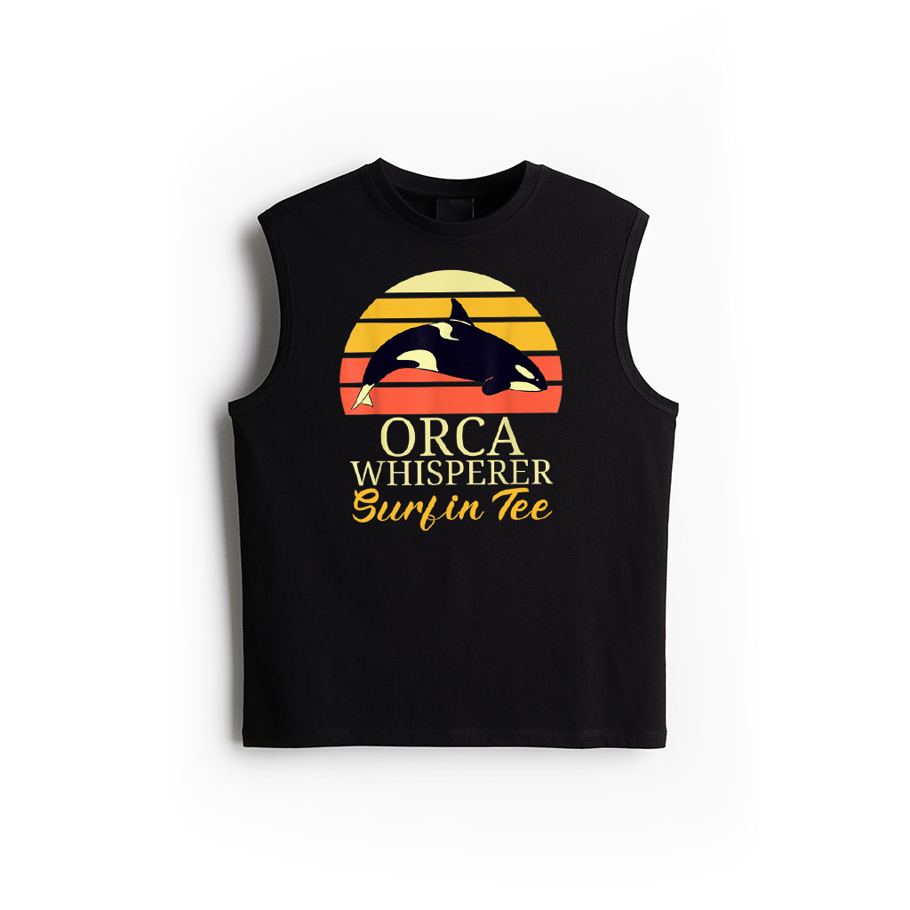 Vintage Orca Whisperer Retro Sunset Funny Orca Killer Whale Tank Top