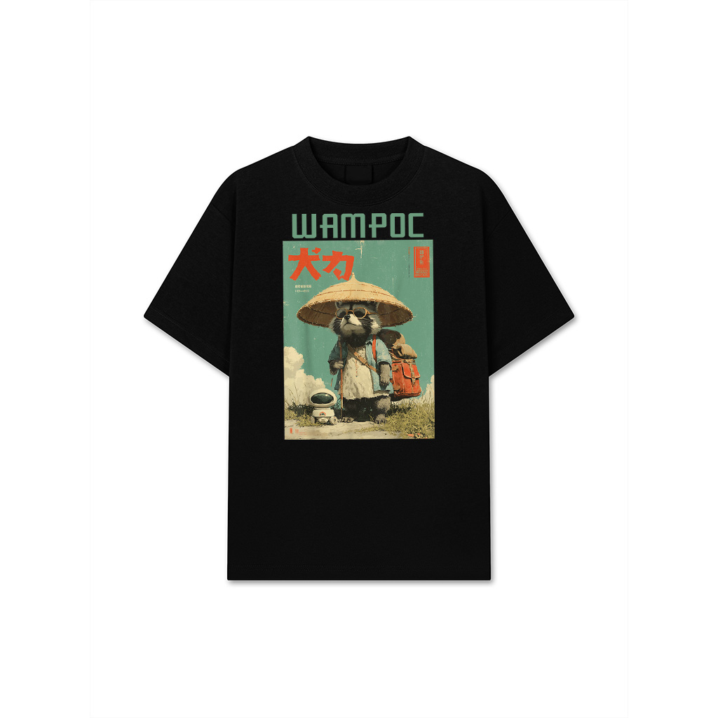 Vintage Otaku Tanuki Japanese Cute Raccoon Racoon Samurai T-Shirt