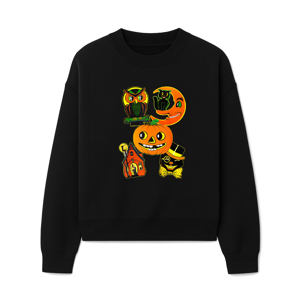 Vintage Owl And Cat Pumpkin Halloween Sweatshirts 06-10-2025