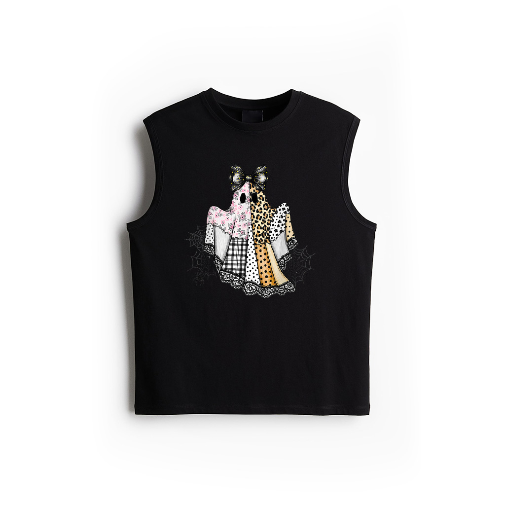 Vintage Patchwork Ghost Floral Halloween Boho Tank Top