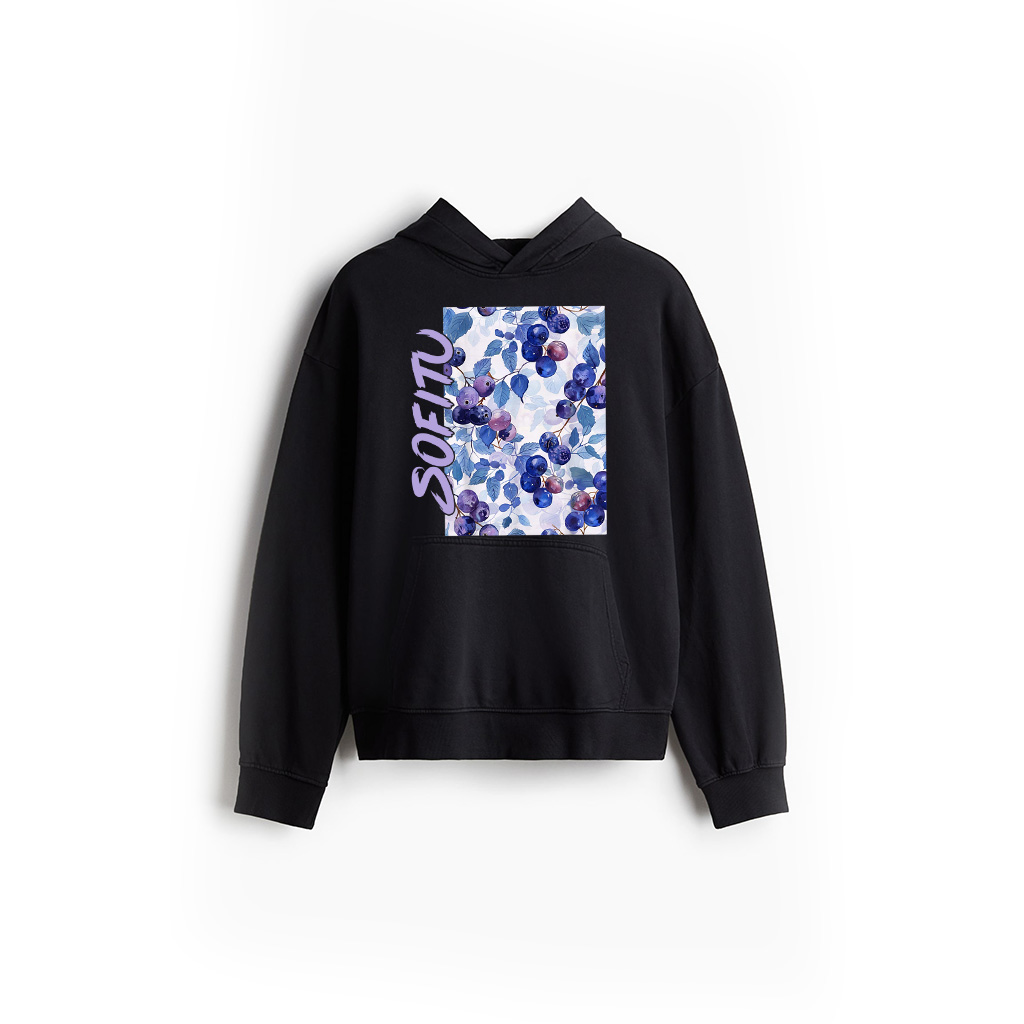 Vintage Pattern Art Plum Fruit Hoodie