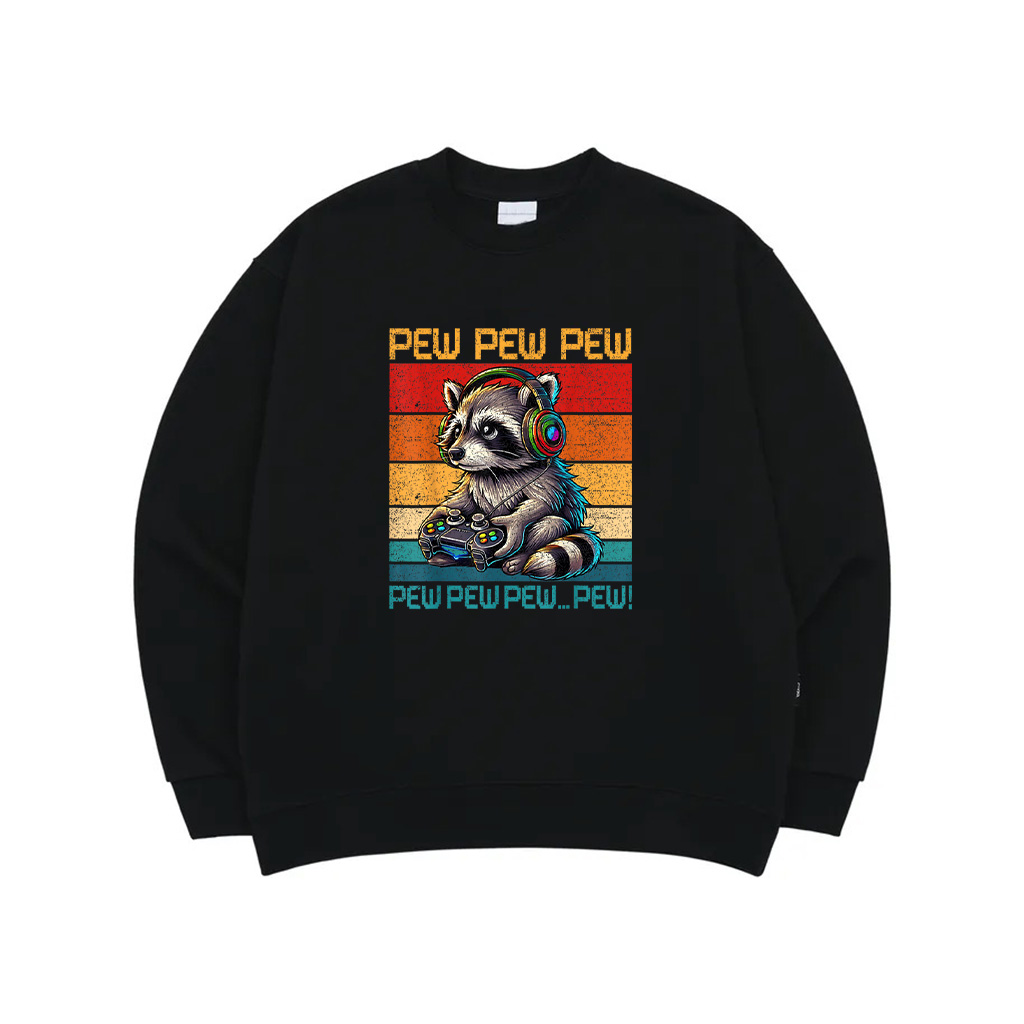 Vintage Pew Raccoon Gamer Video Games Raccoon Lovers Gaming Sweatshirt