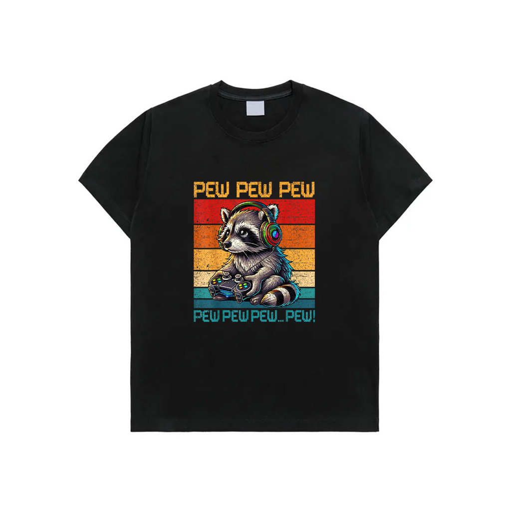 Vintage Pew Raccoon Gamer Video Games Raccoon Lovers Gaming T-Shirt