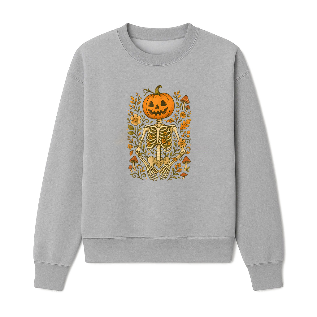 Vintage Pumpkin Skeleton Floral Funny Spooky Halloween Sweatshirts 06-10-2025