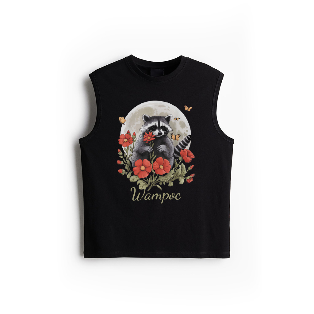 Vintage Raccoon Floral Cottagecore Full Moon Flowers Tank Top