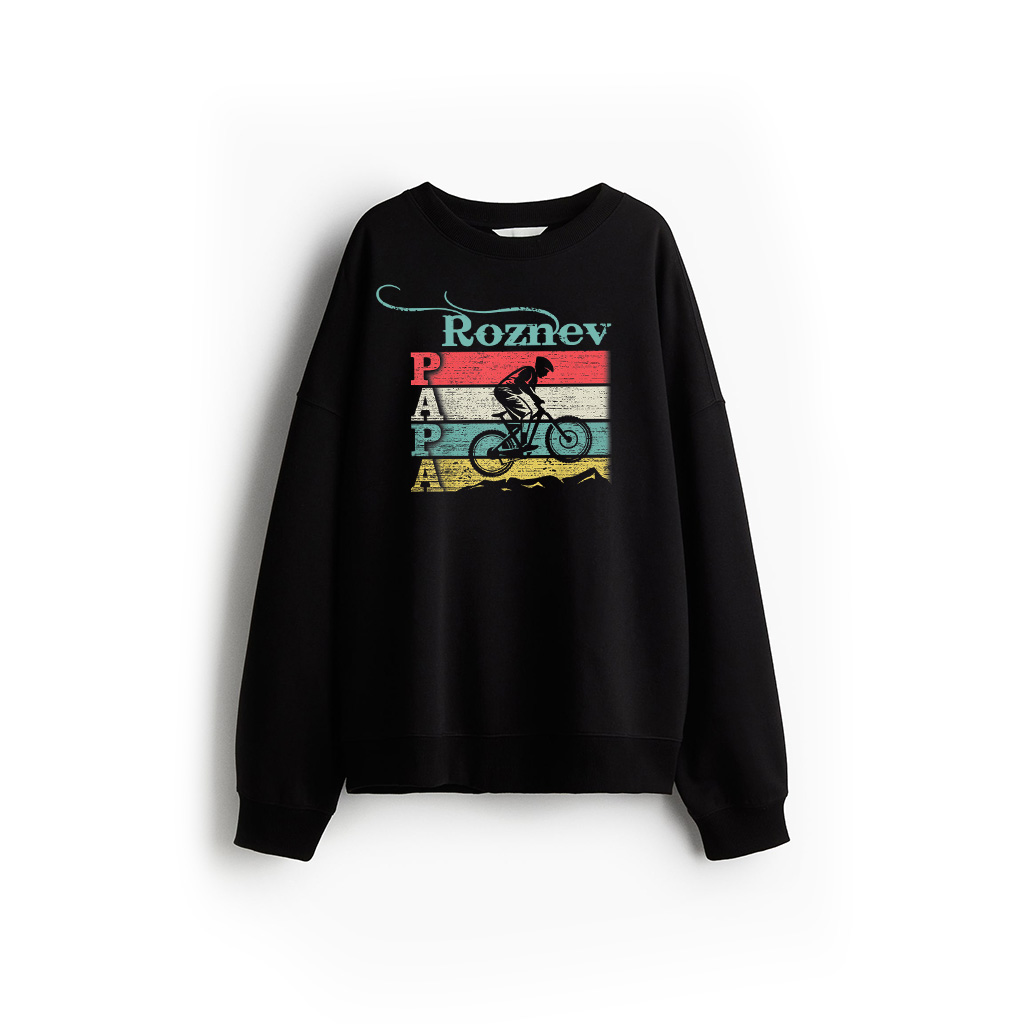 Vintage Retro Cycling Papa Mountain Biking Rider Silhouette Sweatshirt Winter Collection