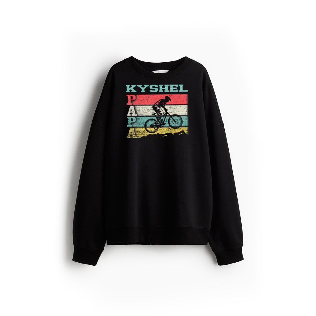 Vintage Retro Cycling Papa Mountain Biking Rider Silhouette Sweatshirt