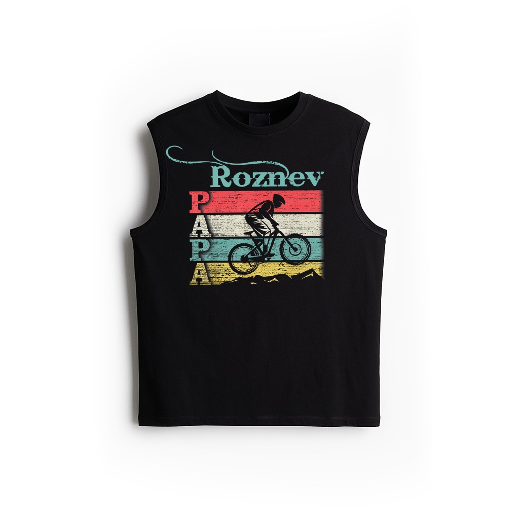 Vintage Retro Cycling Papa Mountain Biking Rider Silhouette Tank Top 