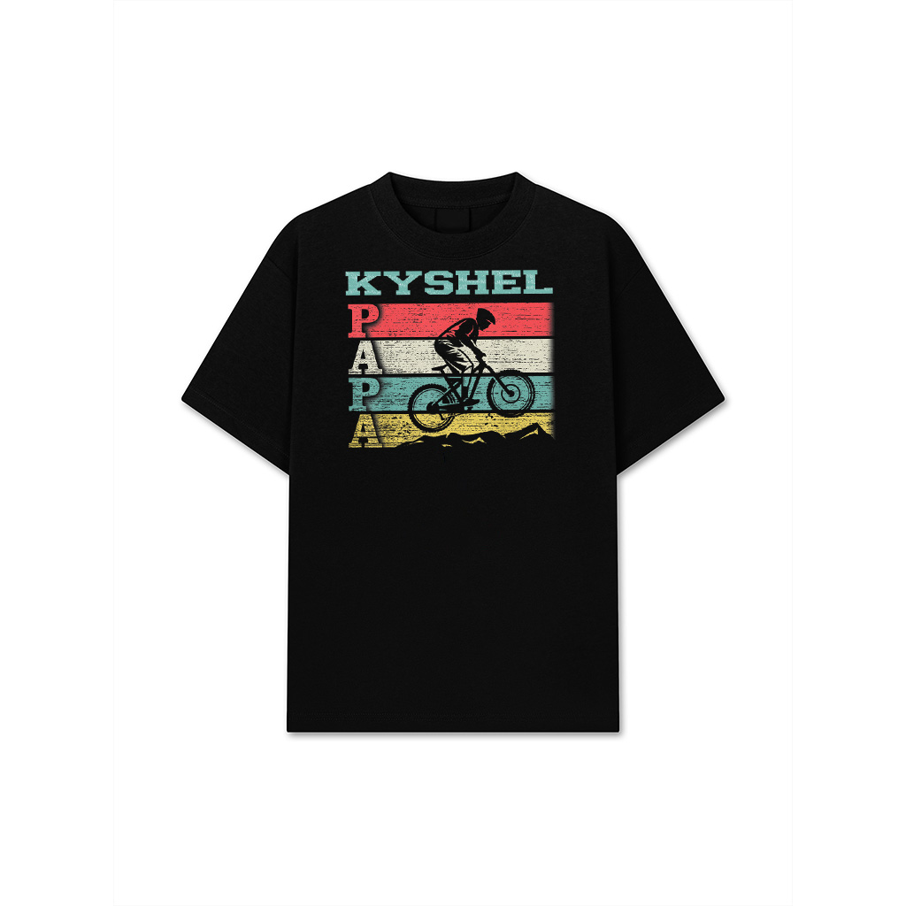 Vintage Retro Cycling Papa Mountain Biking Rider Silhouette T-Shirt