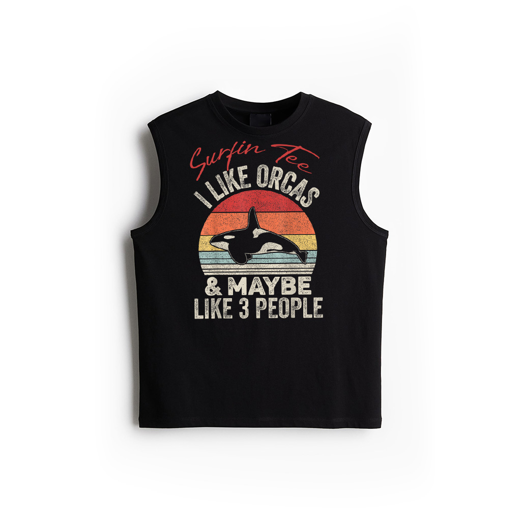 Vintage Retro I Like Orcas Maybe 3 People Orca Killer Whale Tank Top