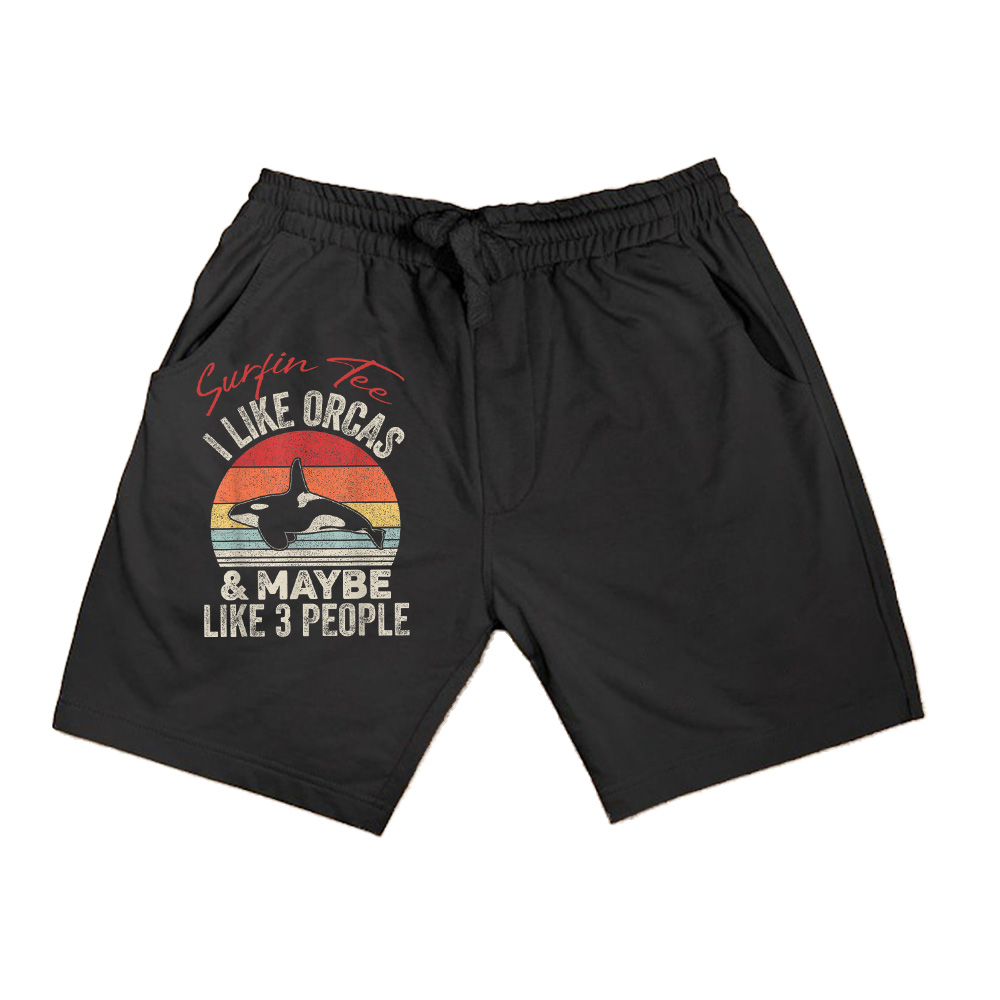 Vintage Retro I Like Orcas Maybe 3 People Orca Killer Whale Shorts