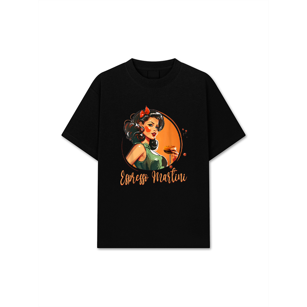 Vintage Retro Pin Up Girl 50S Style Espresso Martini T-Shirt