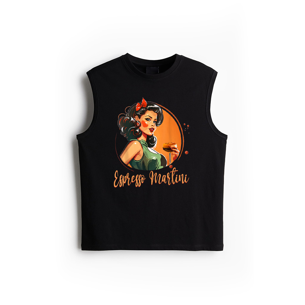Vintage, Retro Pin Up Girl, 50S Style, Espresso Martini Tank Top