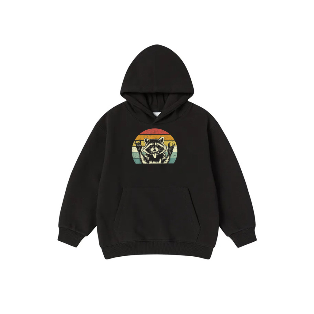 Vintage Retro Raccoon Graphic Funny Rock Music Hoodie